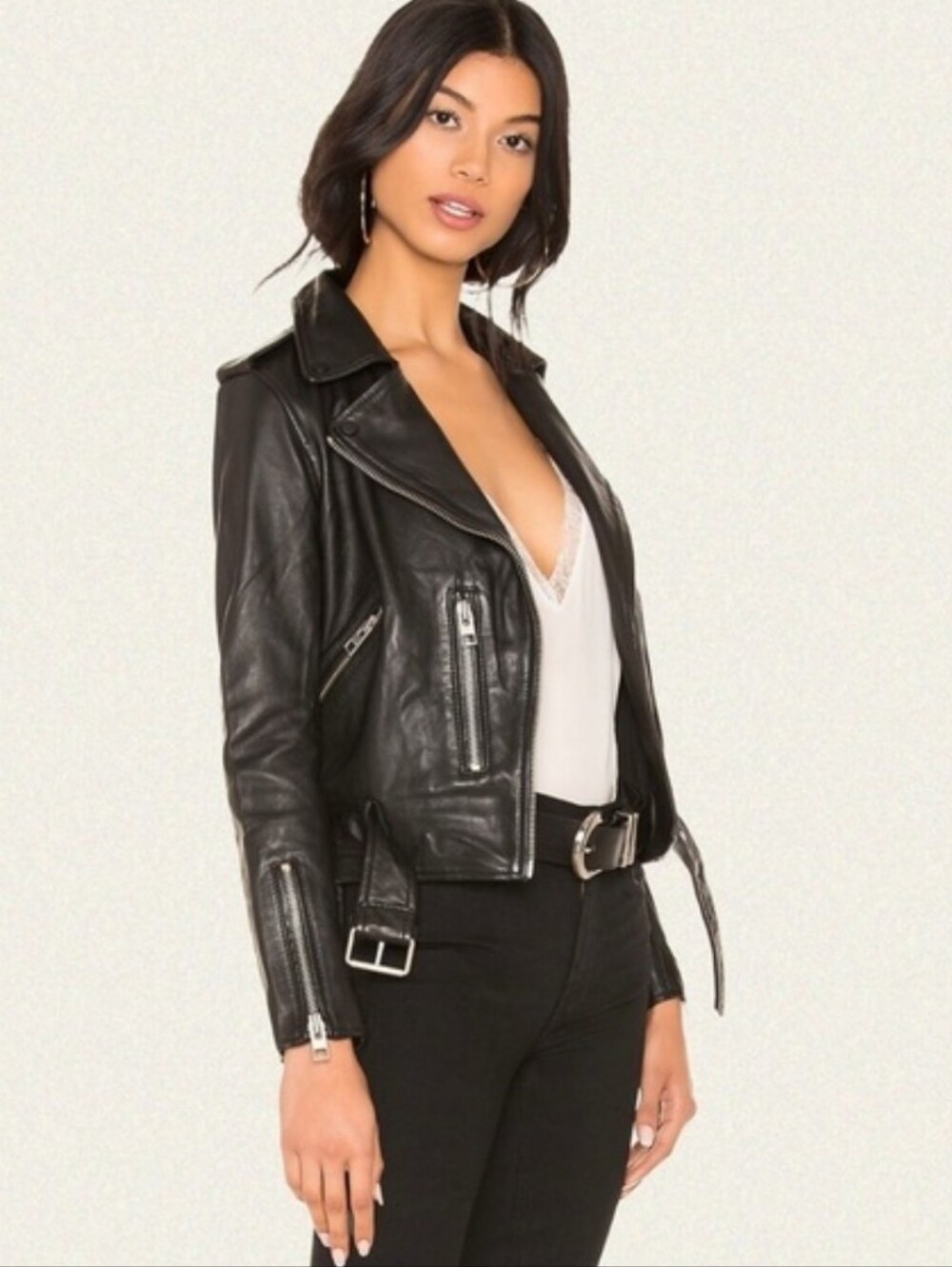 ALL SAINTS Classic Black Leather Moto Jacket - Women Sz 4